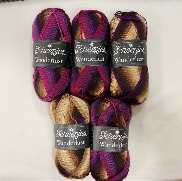 Other - 5 Scheepjes Wanderlust Yarn Bundle All.same Dye Lot. Color Havana